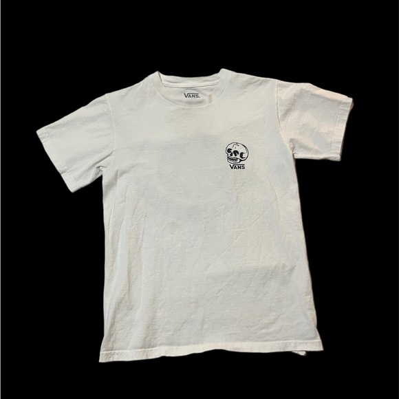 Vans White T-Shirt with Skull Graphic - Size (ADULT) X-Small - Picture 2 of 4